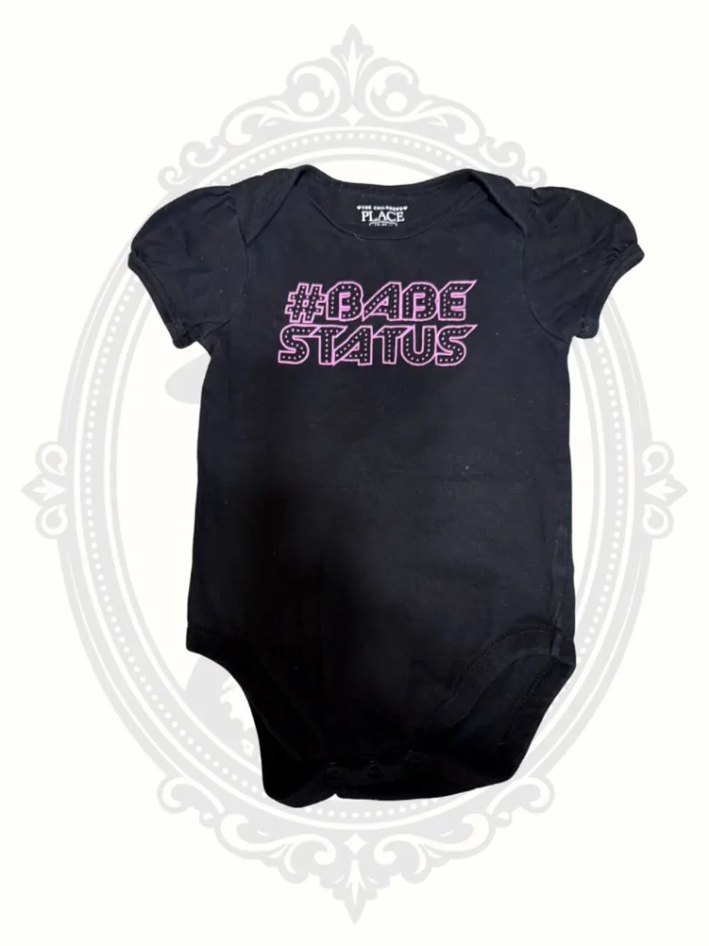 The Children’s Place #Babe Status Baby Onesie 12-18M Black Graphic